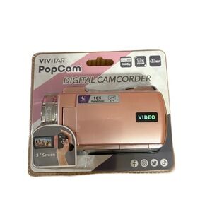 Vivitar PopCam Digital Camcorder NEW Pink HD 1080p 3” Flip Screen 16x Zoom